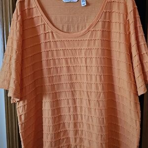Plus Size Isaac Mizrahi Orange Textured Shirt.